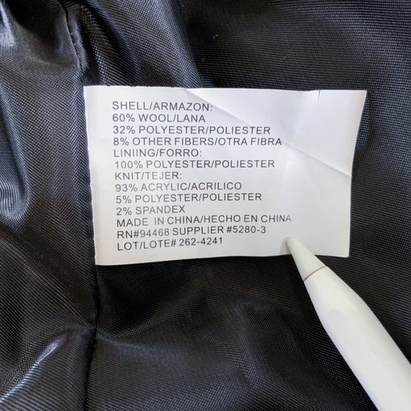 Esprit Outwear Trench Wool Single breasted Coat Overcoat Pockets Black S Small - Picture 15 of 16